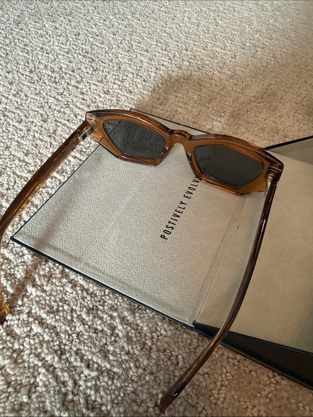 Amber Transparent Women's Sunglasses - Chic Cat-Eye Style - Picture 4 of 5